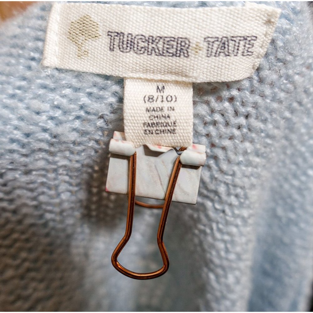 Tucker + Tate Girls Med 8/10 Sweater Crop Knit Blue Acrylic Blend Button Front - Picture 3 of 4